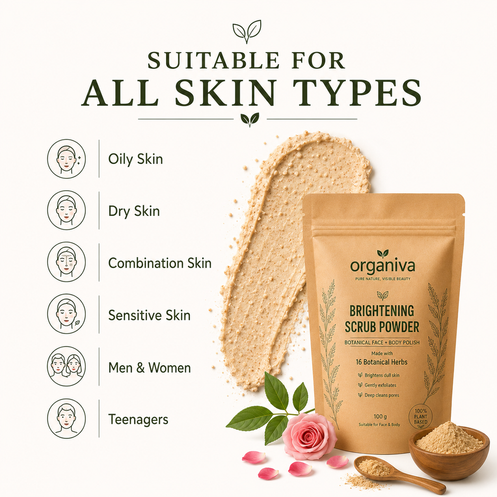Organic face scrub suitable for oily dry combination and sensitive skin