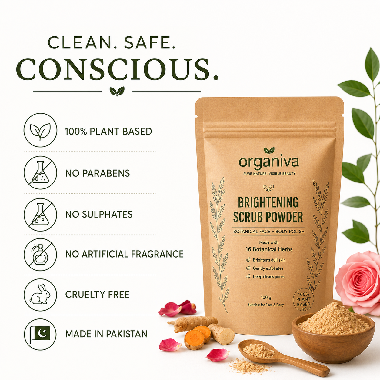 100 percent plant based organic face scrub free from parabens and sulphates